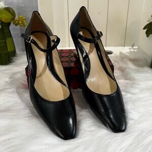 NEW LRL Ralph Lauren Leather Buckle Mary Jane Kitten Heel Almond Toe Pumps 5.5